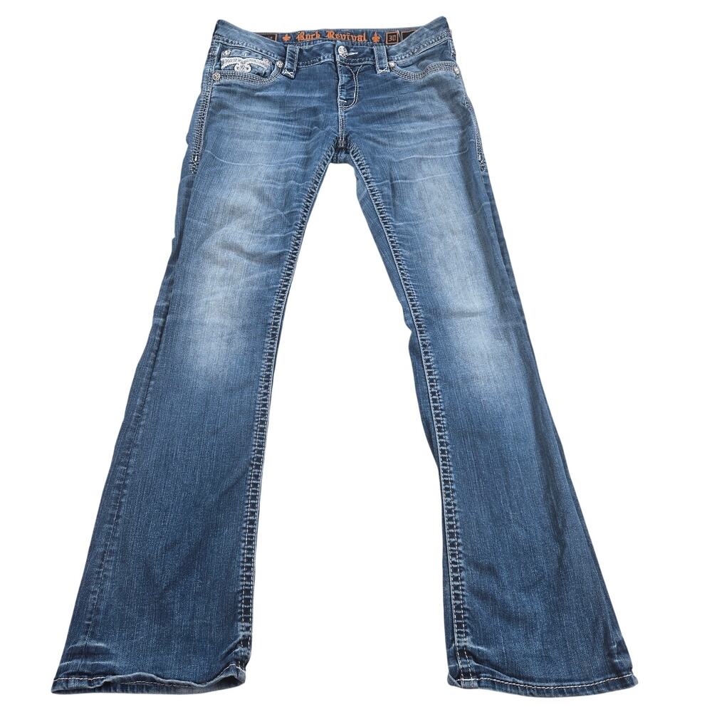 Rock Revival Maaje Boot Cut Embellished Flap Pocket Jeans Women's Size 30